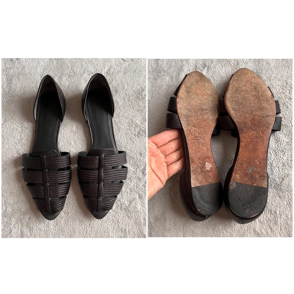 Vince Neves D'orsay Structured Leather Contemporary Woven Flats Black Sz 7 - Picture 3 of 14